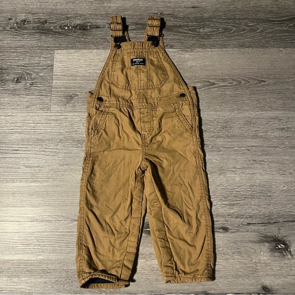 Oshkosh B’gosh Khaki Tan Cargo Overalls Unisex Size 24M Baby Toddler Classic